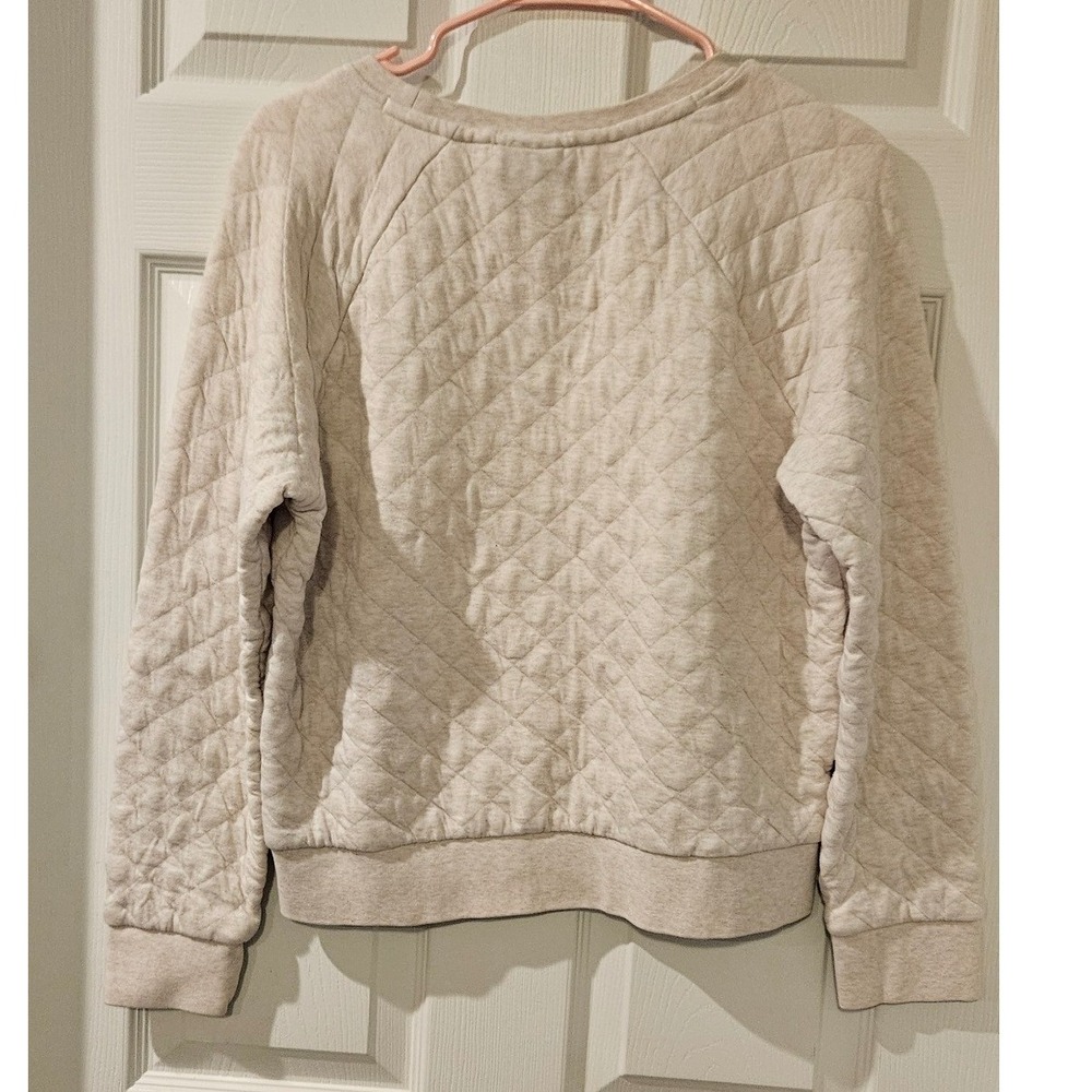 Patagonia Organic Cotton Quilt Crew Sweatshirt Medium Oatmeal Quilted Pullover - Picture 6 of 6